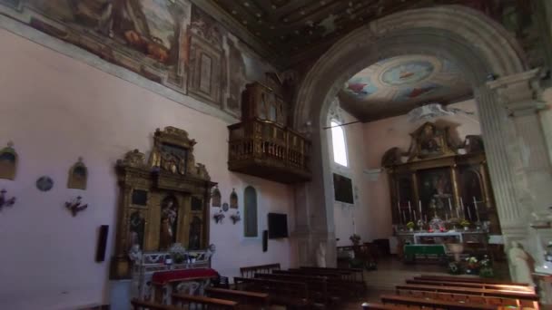 Кампобассо Молизе Италия Ноября 2023 Года Интерьер Церкви Святого Антонио — стоковое видео
