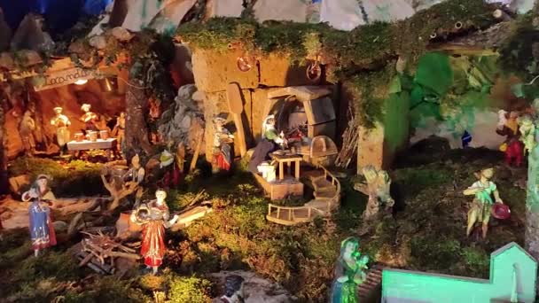 Феолоне Молизе Италия Ноября 2023 Года Рождественская Сцена Церкви Сан — стоковое видео