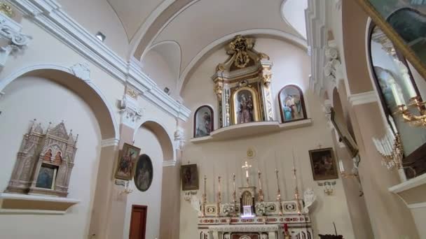 Фросолоне Молизе Италия Июля 2022 Года Интерьер Церкви Сан Микеле — стоковое видео