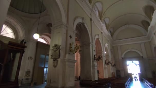 Неаполь Кампания Италия Декабря 2023 Года Интерьер Папской Королевской Базилики — стоковое видео