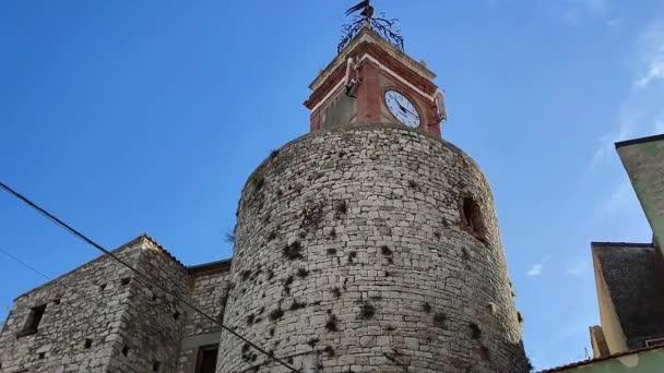 Castropignano Molise Ιταλία October 2023 Πύργος Του Ρολογιού Ανεγέρθηκε Στα — Αρχείο Βίντεο