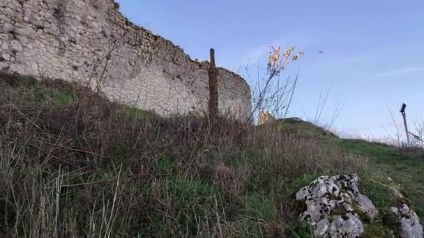 ボイアノ モリゼ イタリア 2023 世紀に建てられたノーマン パンドーン城の遺跡の概要 シビタ スーパーリアの村を支配します — ストック動画