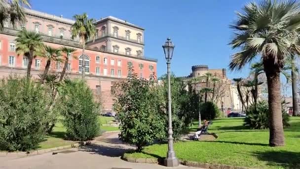 Νάπολη Καμπανία Ιταλία Ιανουαρίου 2024 Κήποι Μολοσίγκλιο Στη Acton Που — Αρχείο Βίντεο
