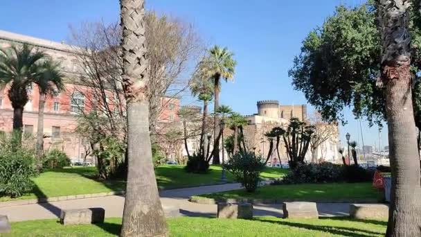 Nápoles Campania Italia Enero 2024 Jardines Molosiglio Acton Construidos 1929 — Vídeos de Stock