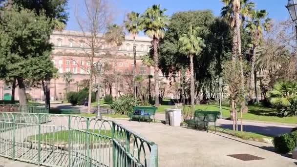 Nápoles Campania Italia Enero 2024 Fuente Los Papiros Los Jardines — Vídeo de stock