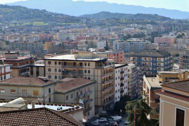 Benevento, Campania, Italy  15 February 2024: Panoramic view from the terrace of the Hortus Conclusus, recently expanded and renovated, which houses works by the artist Mimmo Paladino. clipart