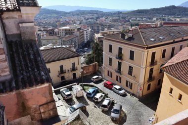 Benevento, Campania, Italy  15 February 2024: Panoramic view from the terrace of the Hortus Conclusus, recently expanded and renovated, which houses works by the artist Mimmo Paladino. clipart