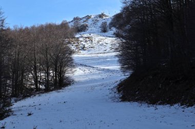 Campitello Matese, Molise, Italy - March 8, 2024: Ski resort on Monte Miletto almost deserted due to lack of snow clipart