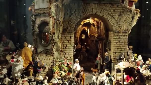 Napels Campanië Italië Maart 2024 Fabelachtige Kerststal Sacristie Van Basiliek — Stockvideo
