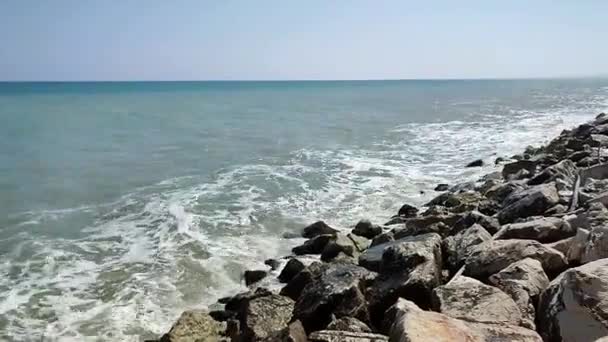 Termoli Molise Italien April 2024 Hamnpromenaden Längs Vågbrytaren Som Från — Stockvideo