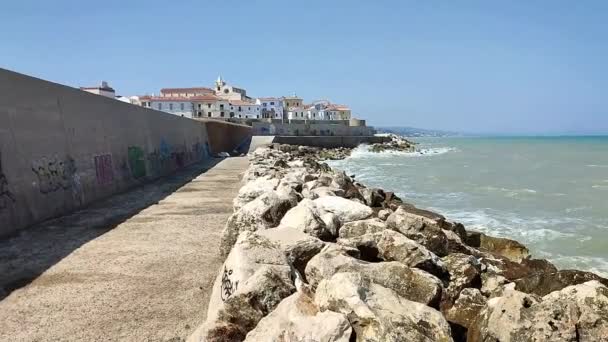 Termoli Molise Italy April 2024 Promenade Port Breakwater Viale Dei — Stock Video