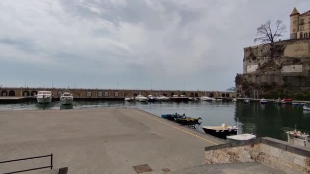 Maiori Campania Italy April 2024 Tourist Port Amendola Seafront — Stock Video