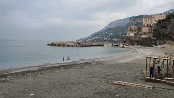 Maiori Campania Italia Aprilie 2024 Plaja Lungomare Cea Mai Lungă — Videoclip de stoc
