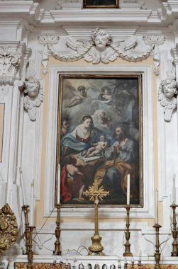 Maiori, Campania, Italy  April 16, 2024: Interior of the Church of San Domenico, or of the Santissimo Rosario, built in the 17th century, in Via Roma clipart
