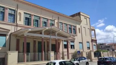 Lido di Ostia, Lazio, İtalya - 3 Mayıs 2024: Eski Colonia Marina Vittorio Emanuele III Lungomare Duca degli Abruzzi