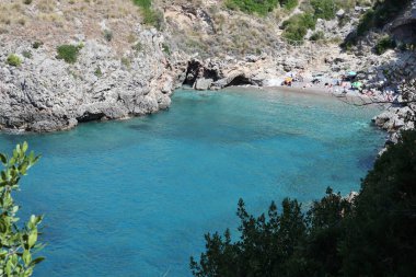 Massa Lubrense - 6 September 2023: View from the path that from the small village of Nerano reaches the Bay of Ieranto