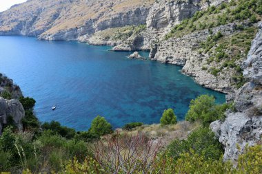 Massa Lubrense - 6 September 2023: View from the path that from the small village of Nerano reaches the Bay of Ieranto