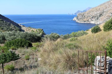 Massa Lubrense - 6 September 2023: View from the path that from the small village of Nerano reaches the Bay of Ieranto