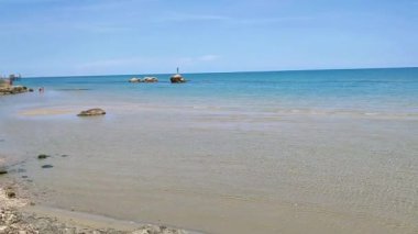 Vasto, Abruzzo, İtalya - 29 Mayıs 2024: Kosta dei Trabocchi 'nin Lungomare Cordella ile Trabocco Cungarelle arasındaki uzantısı
