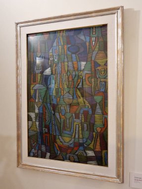 Benevento, Campania, İtalya 25 Mart 2023: Santa Sofia Anıtsal Kompleksi 'ndeki Müze del Sannio' da resimler ve resimler sergilendi