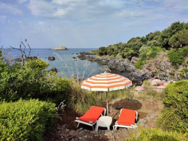 Maratea, Basilicata, Italy - September 21, 2023: Cliff overlooking the Illicini Village at Punta della Matrella clipart