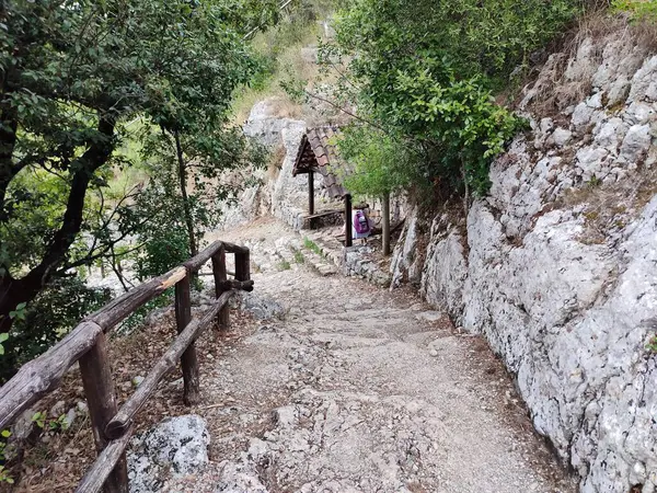 stock image Morigerati, Campania, Italy - September 20, 2023: WWF Oasis Grotte del Bussento in the Cilento, Vallo di Diano and Alburni National Park, a UNESCO heritage site since 1998