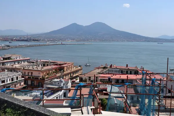 stock image Naples, Campania, Italy  July 26, 2024: Panorama from the Belvedere di Pizzofalcone on Mount Echia in the Borgo di Santa Lucia