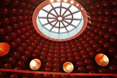 Naples, Campania, Italy  July 26, 2024: Interior of the Chiaia-Monte di Dio Station of the new Metro Line 6, designed by architect Umberto Siola with works by artist Peter Greenaway clipart