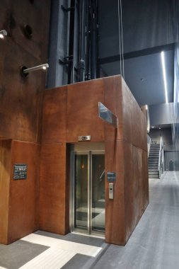 Naples, Campania, Italy  July 26, 2024: Interior of the San Pasquale Station of the new Metro Line 6, designed by architect Boris Podrecca with works by artist Peter Kogler clipart