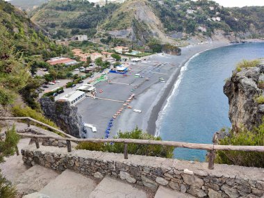 San Nicola Arcella, Cosenza, Calabria, İtalya 23 Eylül 2023: Arcomagno plajına giden yoldan panoramik manzara