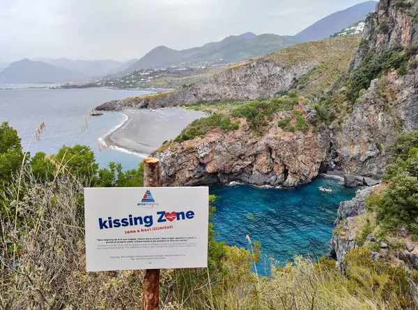 stock image San Nicola Arcella, Cosenza, Calabria, Italy  September 23, 2023: Panoramic view from the path leading to the Arcomagno beach