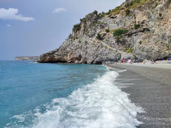 stock image San Nicola Arcella, Cosenza, Calabria, Italy  September 23, 2023: Coastal steps of the path leading to the Arcomagno beach