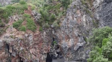 San Nicola Arcella, Cosenza, Calabria, İtalya 23 Eylül 2023: Arcomagno plajına giden yoldan panoramik manzara