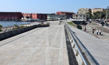 Naples, Campania, Italy  August 6, 2024: Panoramic view from the terrace of the new maritime station of Molo Beverello in Via Acton clipart