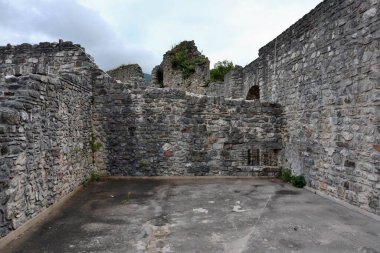 Laviano, Campania, Italy  June 24, 2023: Norman Castle dating back to the 10th century that dominates the village from the top of the Rupe dellOlivella clipart