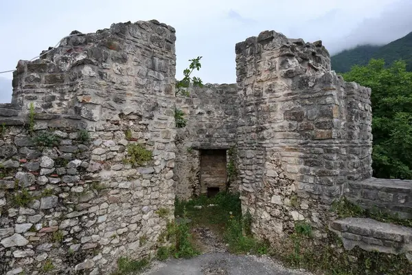 stock image Laviano, Campania, Italy  June 24, 2023: Norman Castle dating back to the 10th century that dominates the village from the top of the Rupe dellOlivella