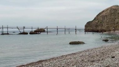 Vasto, Abruzzo, İtalya 5 Eylül 2024: Punta Aderci 'deki Costa dei Trabocchi' nin Esnemesi