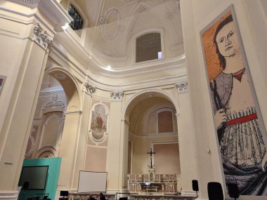 Naples, Campania, Italy  September 12, 2024: Interior of the Basilica of Santa Maria Maggiore alla Pietrasanta home to the Lapis Museum and the Water Museum clipart