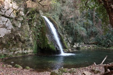 Carpinone, Molise, Italy  November 6, 2024: Schioppo waterfall, formed by the Tura stream or Rio Carpino, not far from the village of Carpinone clipart