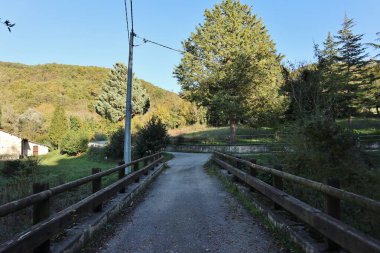 Carpinone, Molise, Italy  November 6, 2024: Small road that from the center of the village reaches the nature trails towards the waterfalls clipart