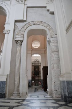 Salerno, Campania, Italy  November 26, 2024: Interior of the Cathedral of San Matteo built in the 11th century and characterized by Byzantine ambos and wooden choir in the central nave and a tri-apse transept clipart