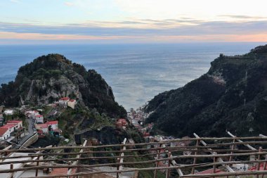 Scala, Campania, Italy  January 13, 2025: Small medieval village on Monte Aureo overlooking the stretch of the Amalfi Coast between Atrani and Amalfi clipart