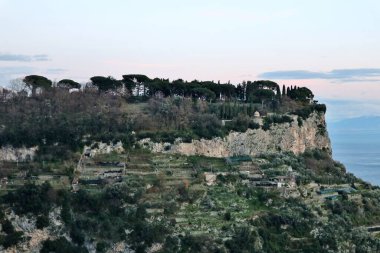 Scala, Campania, Italy  January 13, 2025: Small medieval village on Monte Aureo overlooking the stretch of the Amalfi Coast between Atrani and Amalfi clipart