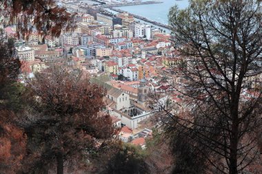 Salerno, Campania, Italy  February 8, 2025: Panoramic view from the Arechi Castle on Mount Bonadies overlooking the city and the Gulf of Salerno clipart