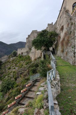 Salerno, Campania, İtalya 8 Şubat 2025: Lombard kalesi 8. yüzyılda Arechi II.