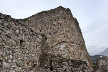 Salerno, Campania, Italy  February 8, 2025: Lombard castle built in the 8th century by Arechi II on the pre-existing Byzantine fortification on Mount Bonadies which dominates the city and the Gulf of Salerno clipart