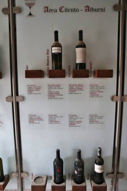 Salerno, Campania, Italy  February 8, 2025: Typical local wines on display in the Maior Tower of the Arechi Castle clipart