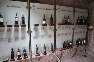 Salerno, Campania, Italy  February 8, 2025: Typical local wines on display in the Maior Tower of the Arechi Castle clipart