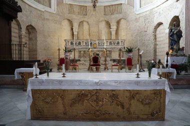 Naples, Campania, Italy  January 30, 2025: Interior of the Basilica of San Giovanni Maggiore of paleo-Christian foundation, restored after the earthquake of 1870 in its current form clipart