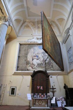 Naples, Campania, Italy  February 14, 2025: Interior of the Basilica of San Giorgio Maggiore founded in the 5th century and renovated in the 17th century by Cosimo Fanzago who reversed its orientation clipart